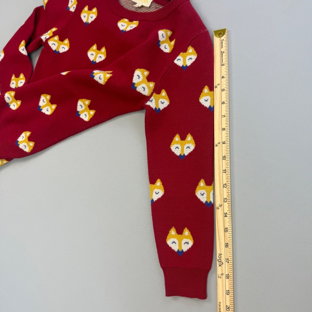 ModCloth Whimsical Fox Face Sweater Intarsia Knit Retro Critter 100% Cotton Sz S - Picture 10 of 12